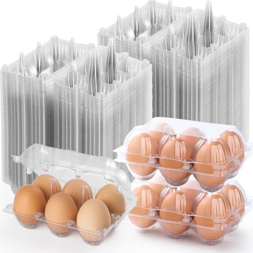 180 Pack Plastic Egg Cartons Cheap Bulk 6 Count, Clear Egg Trays 2x3 Grids