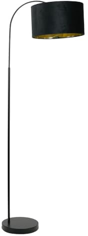ValueLights | Curva Trend Floor Lamp Black with Black Velvet & Gold Inner Shade | Floor Lamps, Home Décor & Improvement Essential