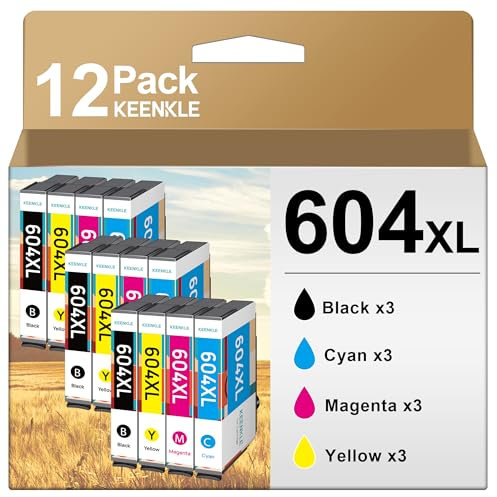 KEENKLE 604XL Kompatible Tintenpatronen für Epson 604 XL Multipack für Expression Home XP-4200 XP-4205 XP-3200 XP-3205 XP-2200 XP-2205 Workforce WF-2930 WF-2910 WF-2935 WF-2950 (12er-Pack)