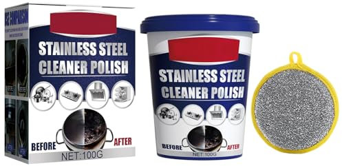 Stainless Steel Cleaning Paste,Powerful Cookware Derusting,Powerful Cookware Derusting,Stainless Steel Cleaner for Hobs,Metal Polish Paste,Stainless Stain Cleaning Wax