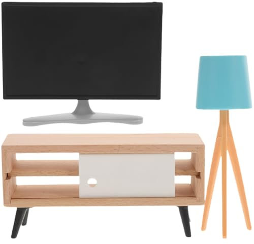 Kisangel 1 Set Dollhouse Tv 1:12 Fernsehschrank -Modell Mini -Schreibtischlampe Für Holzmöbel DIY Accessoires