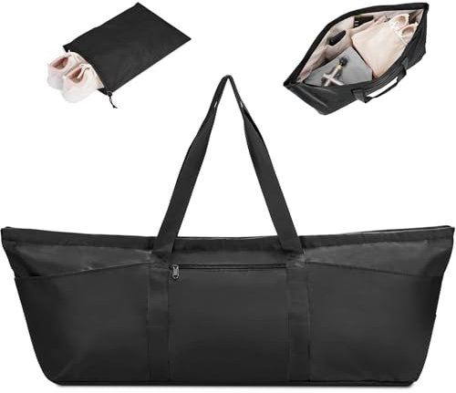 Sporttasche Damen, Yogatasche für Matte und Zubehör, Groß Gym Bag Herren, Yogamatte Tasche mit Schuhfach & Nassfach, Verstellbarem Schultergurt Fitnesstasche für Pilates, Reisen, Training(Schwarz)