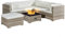 AFURNI 6 Seater Rattan Garden Furniture Set with Fire Pit Table,7 Pieces Grey Rattan Corner Sofa with Fire Pit,White Cushions and Footstool