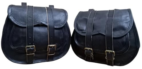 american blue Motorrad-Satteltaschen, Fahrrad-Seitentasche, Fahrrad-Werkzeugtasche | Satteltaschen | Motorradtaschen | Fahrradsatteltasche | Ledertasche (2 Taschen) (Black)