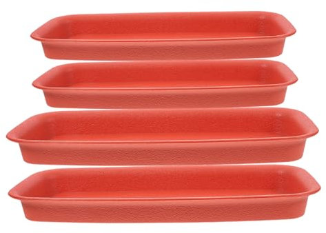 PAMINGONO Lot De 4 Plateaux Rectangulaires Anti-Fuite pour Plantes D’intérieur, 2 Tailles, Couleur Brique, Plateau Profond sans Trou pour Pots Et Jardinières, Bac De Récupération D’Eau Pratique