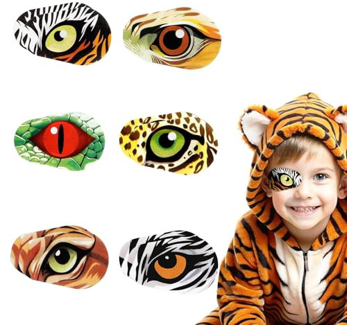 FOSDICK 12 Pcs Cache Oeil Enfant, Patchs pour les Yeux pour Enfants, Dessin Animé Amusant Cache Oeil Enfant, Non Tissés Jetables Eyepatch, Pansements Oculaires pour Enfants Souffrant D'amblyopie