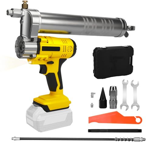 WingFly Akku-Fettpresse für Dewalt 18V,20v Akku – 10000 PSI Elektrische Fettpresse, Bürstenloser Motor, 600ml Fettpatronen Befetten von Fahrzeugen und Maschinen(Ohne Akku)