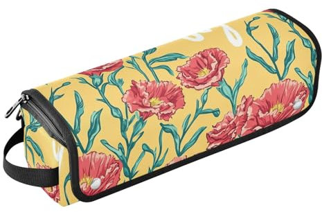 linqin Retro Dianthus Gold Hair Tool Travel Bag with Iron Mat Large Hair Straigheners Travel Case for Flat Iron Hot Tools and Hair Care Accessories Travel Bag for Women