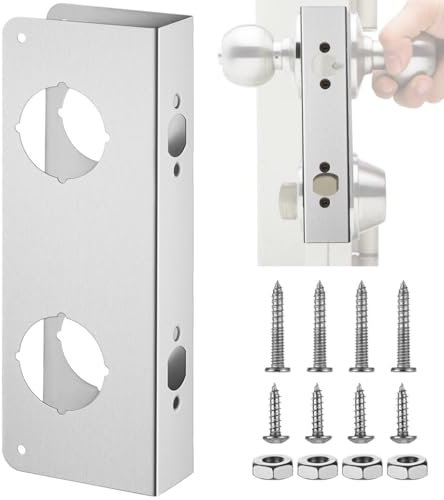 Edelstahl-Türschloss-Plattenverstärker, 1-3/4 dicke Tür kompatibel, Dornmaß 2-3/8, Bohrung 2-1/8