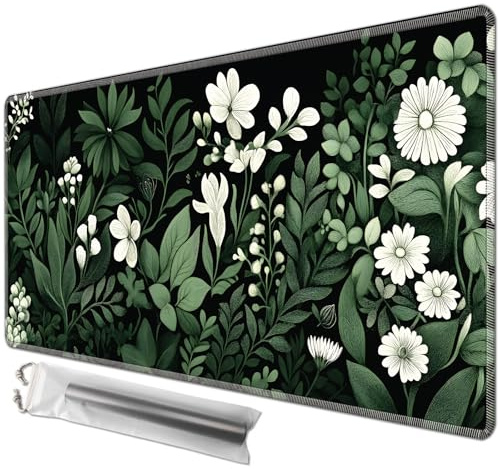 JANENFNA for TCG Playmat,24 x 14 inch with Storage Bags Mousepad Compatible for MTG Trading Card Game Play Mats Smooth Rubber Surface Board Game Mat for Cards,Grass Flower Pattern