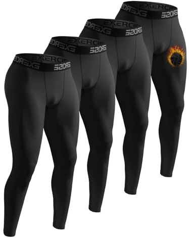 ATTIQOZI 4 Pack Thermounterhose Herren Lang Unterhosen Männer Thermounterwäsche Warm Innenfleece Skiunterwäsche Winter Leggings Unterziehhose Herren Fußball