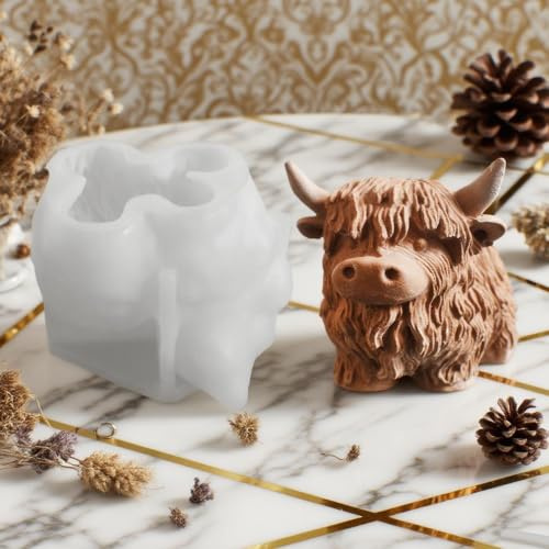 Silikonformen Gießformen Hochlandrind, Süß Kuh Epoxidharz Silikonform | Giessformen Silikon Basteln Deko Highland Cow Kerzenformen Silikon Für Baking Crafts Schokolade