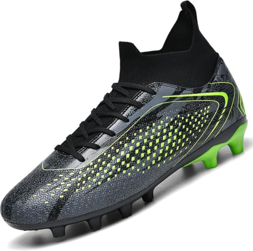situkeke Mens Football Boots Spike High Top Football Shoes Astro Turf Trainers Soccer Cleats Boy's Professional Athletic Shoes,Black,EU39