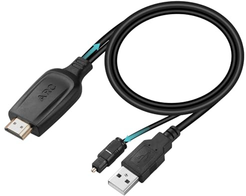 UNSTINCER HDMI ARC zu Optisch Wandler Kabel 115cm/45in, 192kHz 24Bit Audio Extractor Konverter mit USB Powered, Unterstützt Dolby DTS 5.1 PCM 2.0 - für TV mit ARC-Anschluss zu Lautsprecher Heimkino