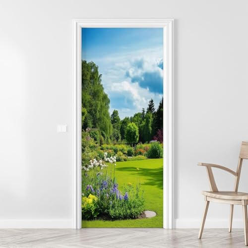 Selbstklebend Türbekleben Garten Türtapete 77x200 cm, TürPoster Wald Natur Türbilder 3D Türaufkleber Dekoration Poster Tapete Türfolie, PVC Fototapete Wandtattoo Tür Tapeten m.366