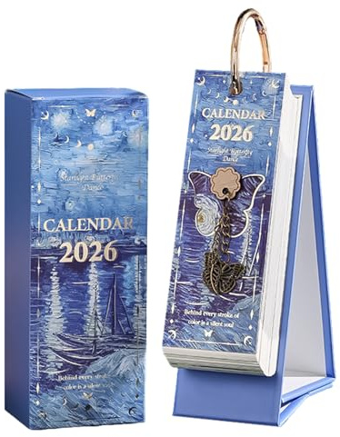 Small Desk Calendar 2026, Aesthetic Daily Calendar 2026 Tear Off For Women, Vintage Oil Painting Bookmark Day Calendars With Saying, Art Gift For Teacher Mom Friends