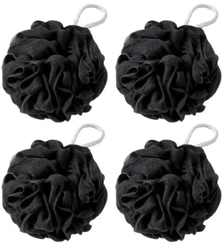 flintronic 4 Pack Loofah Shower Puff, 50g Bath Sponge, Soft Shower Pouf, Bath Loofah Men & Women, for Cleaning Body & Exfoliating Scrubber