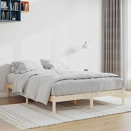Owoxanthellate Holzbett Kiefer massiv 208,5 x 157,5 cm ohne Matratze 152x203 cm Lattenrost inkl rustikaler Look Robustes Bettgestell für Schlaf und Gästezimmer Wohn Schlafraum