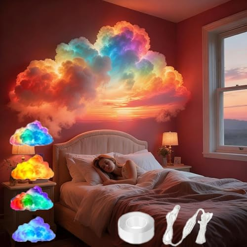 DIY Thundercloud LED Light, 3D Thunder Clouds Light, Music Sync Multicolor Atmosphere Strip Light, Bedroom Cool Stuff for Bedroom Gaming Room Party Decoration (8m)