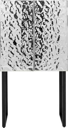 Kare Design Schrank Carino, Silber/Schwarz, Chrom, 160x80x39 cm, Push-to-Open, Hochschrank, Aufbewahrung, Mehrzweckschrank, Wohnzimmer