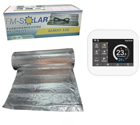 FM-SOLAR 3,5m² Elektrische Fußbodenheizung 150W/m² elektro Bodenheizung ALU + Thermostat Funk Weiß