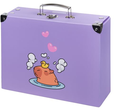 Baagl Kinderkoffer Pappkoffer für Schulbedarf Spielzeugkoffer - Capybara | Faltbarer Spielkoffer und Klappkoffer mit Metallgriff für Kunstunterricht bietet Platz für Malutensilien und Spielsachen.