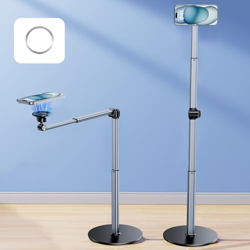 NIFBANG Overhead Handy Stativ für iPhone,360° Verstellbare Aluminium Tisch Halterung mit MagSafe, Phone Tripod für Filmen, Kochen, Backen Handyhalterung, für Samsung Smartphone Handystativhalter