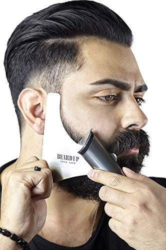 BEARD UP YOUR LIFE Premium-Edelstahl-Schablone für Bart-Styling, Rasiervorlage für Ihre tägliche Pflege, einfache Formen, Trimmen und Stylen, perfekte Bartlinie, saubere Konturen