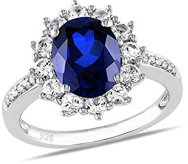 SILVEGO Damen Ring aus 925 Sterling Silber mit synthetischem Saphir Ring der Prinzessin Kate