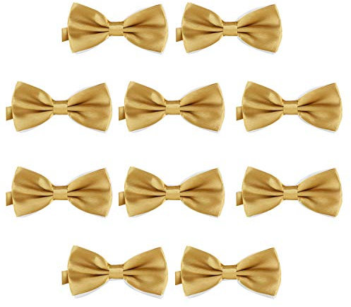 DonDon 10er Set Herren Fliege 12 x 6 cm gebunden und längenverstellbar messing