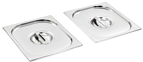 vidaXL 2X Tapas para Bandeja de Alimentos GN 1/2 Utensilios Cocina Calientaplatos Plato Platillo Comida Buffet Baño María 325x265 mm Acero Inoxidable