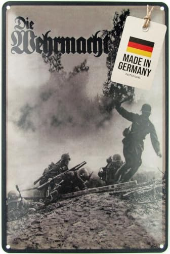 Blechschild 20x30cm gewölbt Historisch Deutsche Soldaten Angriff Schild