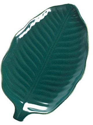 Cabilock Vajilla Fuentes De Servir De Cerámica Verde Placa De Diseño De Hoja Plato De Hoja De Porcelana Platos Llanos De Porcelana Platos De Hoja De Plátano Postre Plato De Porcelana