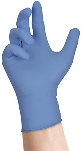 Guanti monouso in nitrile, senza polvere, AQL 1,5, lung. 24 cm, spess. 0,13 mm, colore azzurro, conf 100 pz, tg XL