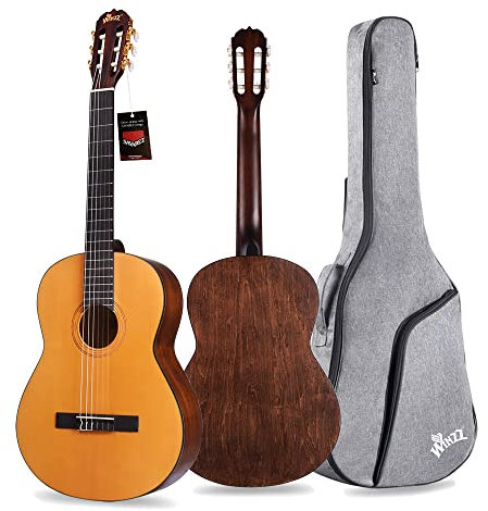 Winzz Konzertgitarre Erwachsene 4/4 Massive Decke, Hochwertige Klassisch Gitarre Anfänger und Profis, Classic Gitarre 4/4 Kinder Einsteiger Set (39 Volle Größe, Nylon Saiten, Matt Finish)