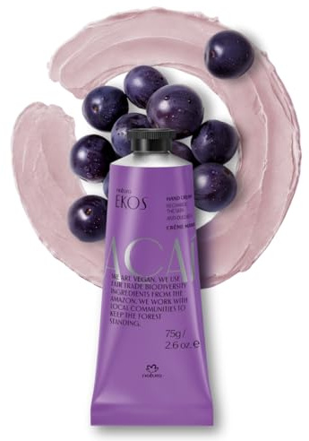 NATURA - Ekos Açai Handcreme - Komfort & Feuchtigkeitsversorgung - Für trockene, geschädigte und rissige Nagelhaut und Hände - Zieht schnell ein - 100% vegan - Cruelty Free - 75 g