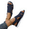 Onsoyours Damen Sandalen Bequem Flach Klettverschluss Sandaletten Mit Absatz Sommer Vintage Elegant Schnüren Schuhe Ultraleichte Tennisschuhe Stretch Fly Woven A Navy Blau 40 EU