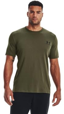 Under Armour Men's Sportstyle T-Shirt Met Korte Mouwen, Opaque, (390) Marine OD Green/Black/Black, L Long