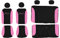 Rebeca Shop 500_Hybrid- Copri-sedili Auto Compatibili 500 Hybrid 2021 | Set Coprisedili Anteriori e Posteriori | Logo Ricamato | Airbag Compatibili | Accessori Interni (Nero/Rosa)