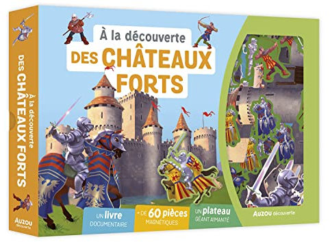 A LA DECOUVERTE DES CHATEAUX FORTS: Coffret avec 1 livre, plus de 60 pièces magnétiques et 1 plateau aimanté