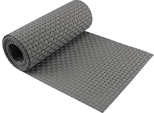 Top-Multi Rattan Sichtschutzstreifen für Doppelstabmattenzäune PVC in grau
