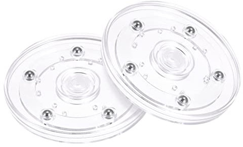 sourcing map 4inch Rotating Swivel Stand with Steel Ball Bearings Lazy Susan Base Turntable for Kitchen Corner Cabinets, Clear Pack of 2