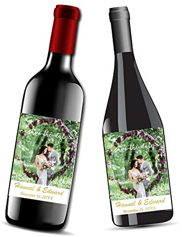 guk 20 Pcs étiquette Bouteille De Vin Personnalisé Mariage étiquette Personnalisée Anniversaire Autocollant Photo étiquette Personnalisée (9_x_12.5_cm)