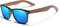 KINGSEVEN Holz Sonnenbrille Polarisiert für Herren Damen Retro Vintage Verspiegelte Gläser Walnuss Holz Rahmen W5777 (Blue)