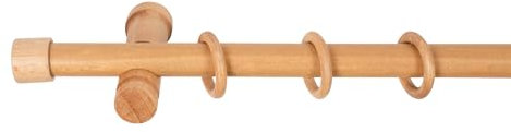 SN Deco - Stilgarnitur Gardinenstange Vorhangstange Cafiro, Holz, moderner Träger, 28 mm, 1-Lauf, Komplettset mit Ringen, 140 cm (Eiche)