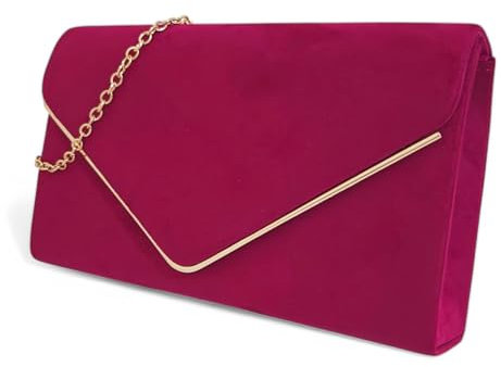 fi9 Borsa da donna, tinta unita, in pelle scamosciata, accessorio da sposa, ballo di fine anno, matrimonio, sera, festa, borsetta, borsetta, Colore: rosa., m
