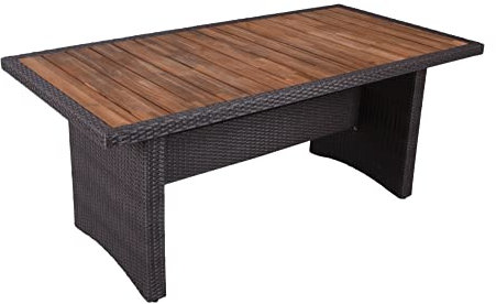 Tisch Braga 180cm grau Polyrattan Akazie Gartentisch Garten Gartenmöbel Möbel