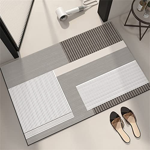 Badezimmerteppich Super Absorbierende Rutschfester Badematte, Badematten Badteppich 40x60cm Badvorleger Extra DüNn Schnelltrocknende Waschbare Badematte Home Rug, Badmatte Bodenmatte Floor Mat Grau