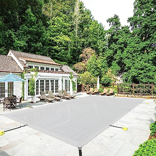 Goleray Coperture per piscine interrate 50 x 102 m, copertura invernale per piscina rettangolare, copertura di sicurezza per piscina interrata, grigio chiaro