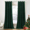 PONY DANCE Rideaux en Velours - Double Rideaux Thermiques Contre Froid Epais Prêt à Poser avec Oeillets Métallique Decoration Noël Salon Chambre, L 132 x H 260 cm, Vert Foncé, Lot de 2
